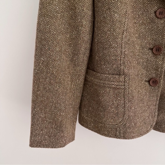 Vintage Talbots Brown Herringbone Wool Silk Blend Blazer Size 6 - Picture 4 of 8